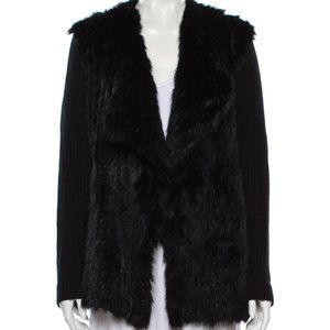 Diane Von Furstenberg Black Fur Cardigan sz P